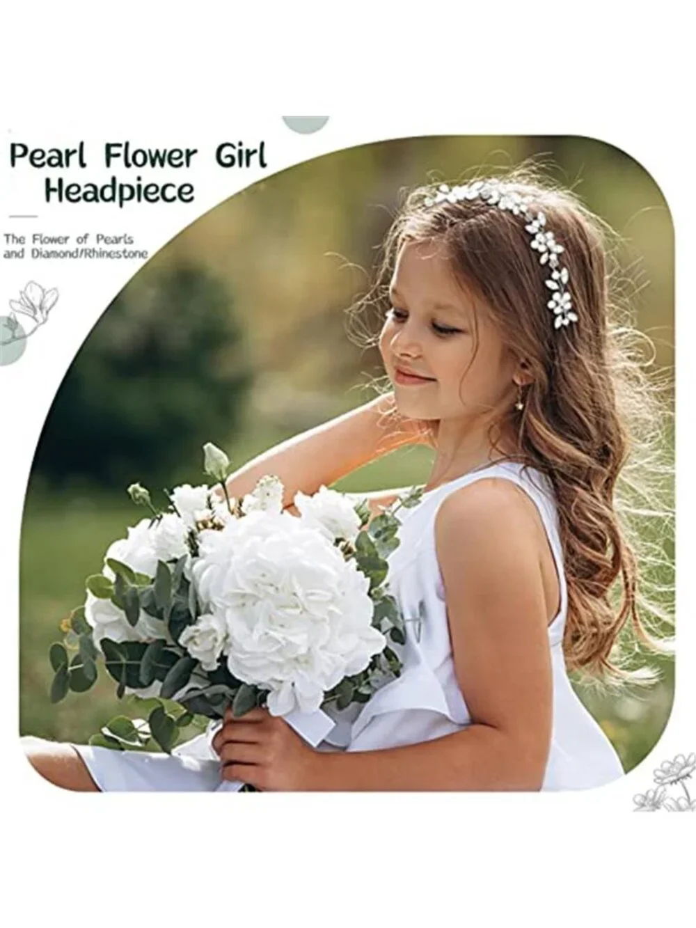 Pearl Rhinestone Flower Wedding Hair Headband Bridal Accessories Silver White